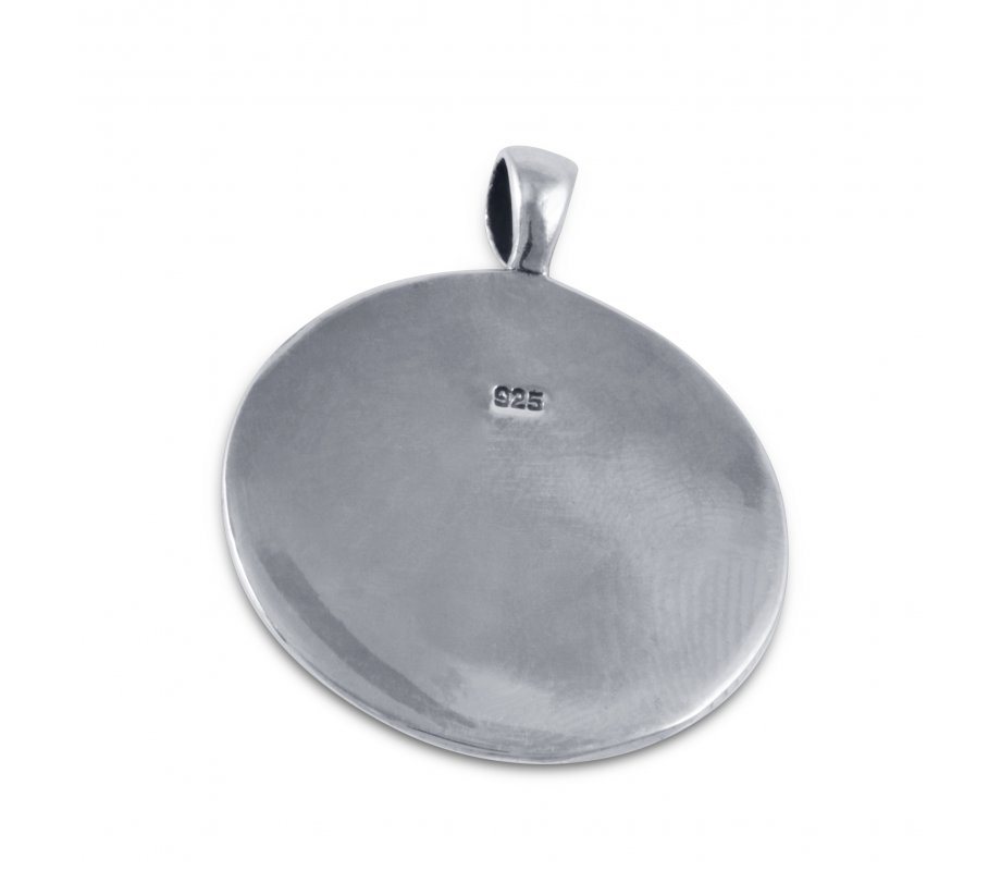 72 Names of God and Opal Stone Sterling Silver Necklace Pendant