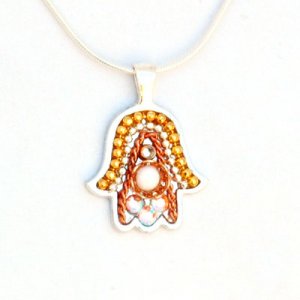 Shades of Copper and Gold Hamsa Necklace by Ester Shahaf