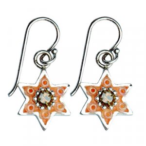 Silver Star of David Earrings -Shades of Spring by Ester Shahaf