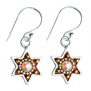 Colorful Silver Star of David Earrings by Ester Shahaf
