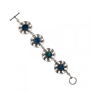 Michal Kirat Bracelet, Sterling Silver Walking on Water Design with Roman Glass