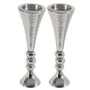 Yair Emanuel Hammered Aluminum Stem Candlestick - Colored Beads