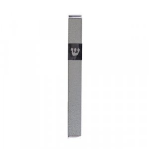 Yair Emanuel Stainless Steel Mezuzah Case, Cutout Shin Letter - Gray