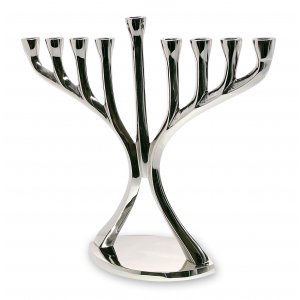 Silver Chanukah Menorah, Angular Branches - 1 in Stock, slightly damaged