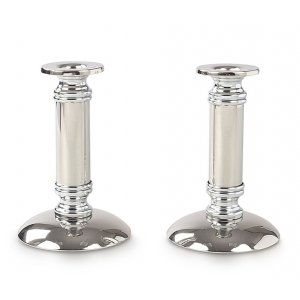 Stainless Steel Silver Candlesticks, Gleaming Smooth Surface - Small Height