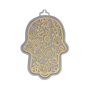 Yair Emanuel Small Wall Hamsa with Delicate Floral Overlay - Choice of Colors