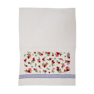 Yair Emanuel Netilat Yadayim Towel, Embroidered Small Pomegranates � Pink & Red