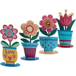 Dorit Judaica � Four Free-Standing Plant Pots with Blessing Words � English