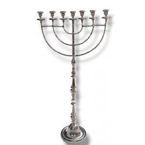 Giant Sized 7-Branch menorah, Slender Stem with Classic Curving Branches - 39"