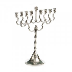 Silver Plated Chanukah Menorah, Swirls and Bell Shaped Base - 8" Height
