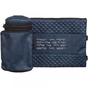 Insulated Weatherproof Tefillin Protector Case with Tallit Bag Aaronic Prayer - Blue