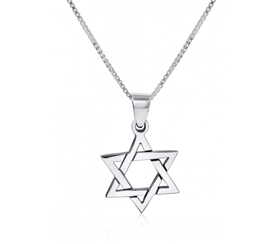925 Sterling Silver Interlocking Triangles Star of David Necklace for Women or Men