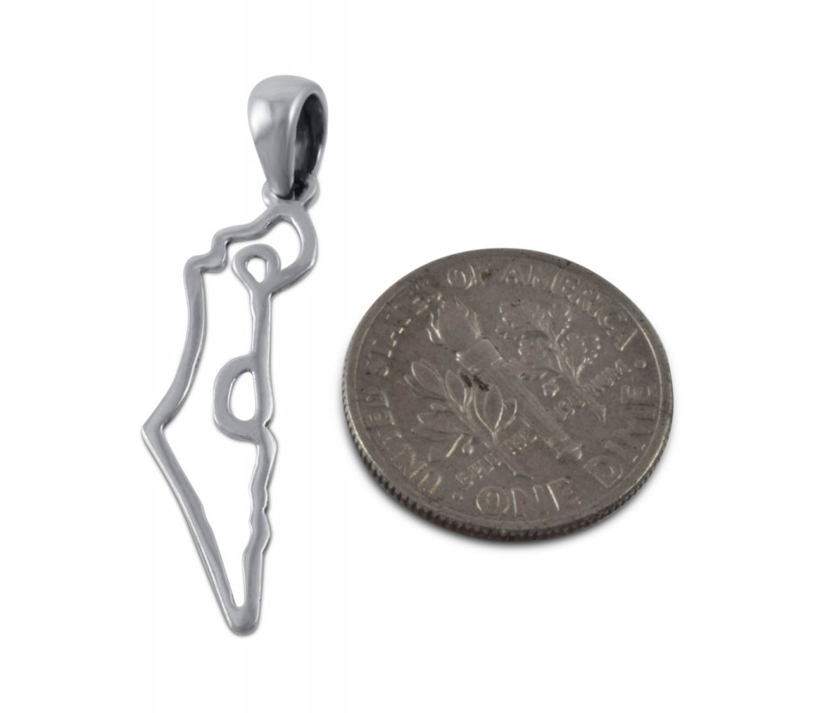 925 Sterling Silver Pendant Necklace - Outline of Land of Israel