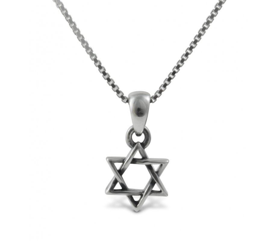 925 Sterling Silver Star of David Pendant Necklace - Small