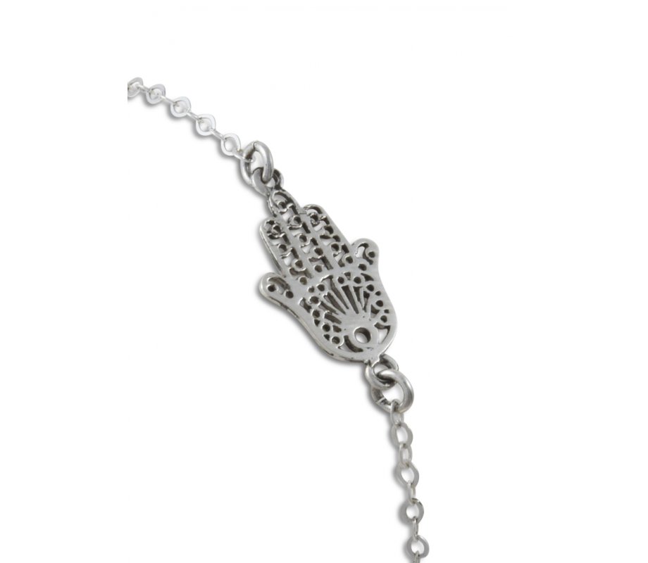 AJDesign 925 Sterling Silver Bracelet - Hamsa Hand Ornament