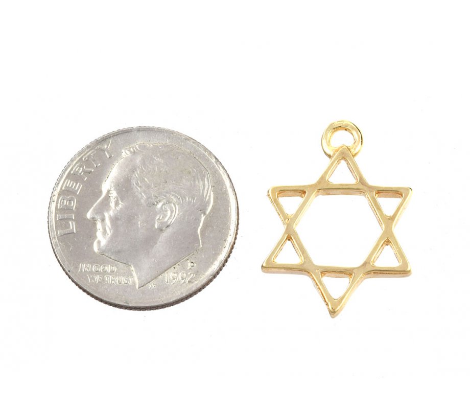 AJDesign Classic 24k Gold-Plated Star of David Charm Pendant