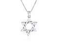 AJDesign Large Star of David Necklace for Men 925 Sterling Silver Interlocking Triangles Pendant with Chain