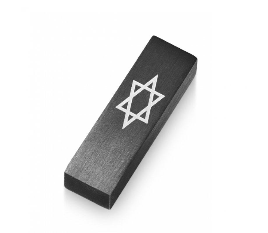 Adi Sidler Anodized Aluminum Car Mezuzah, Star of David - Black