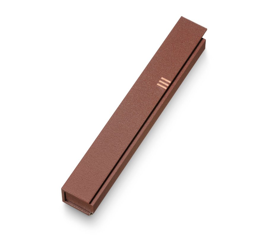 Adi Sidler Brushed Aluminum Mezuzah Case Envelope Style with Shin - Rust