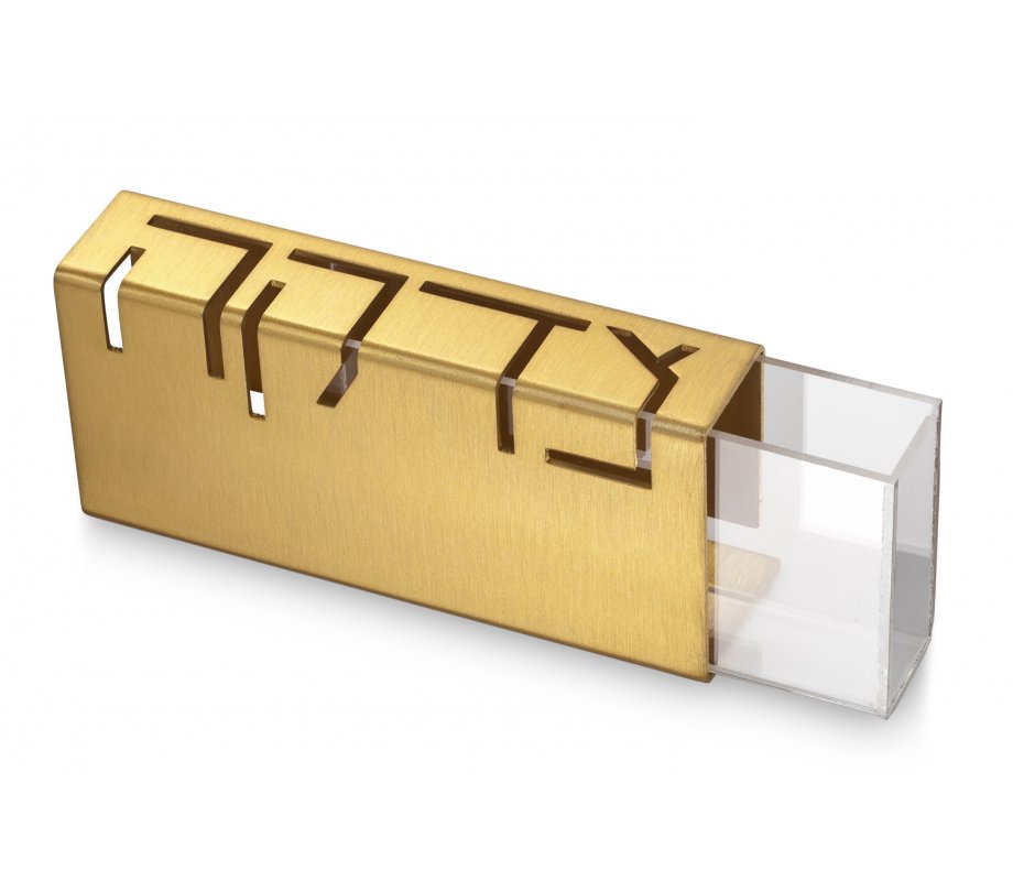 Adi Sidler Contemporary Anodized Aluminum Charity Tzedakah Box - Gold