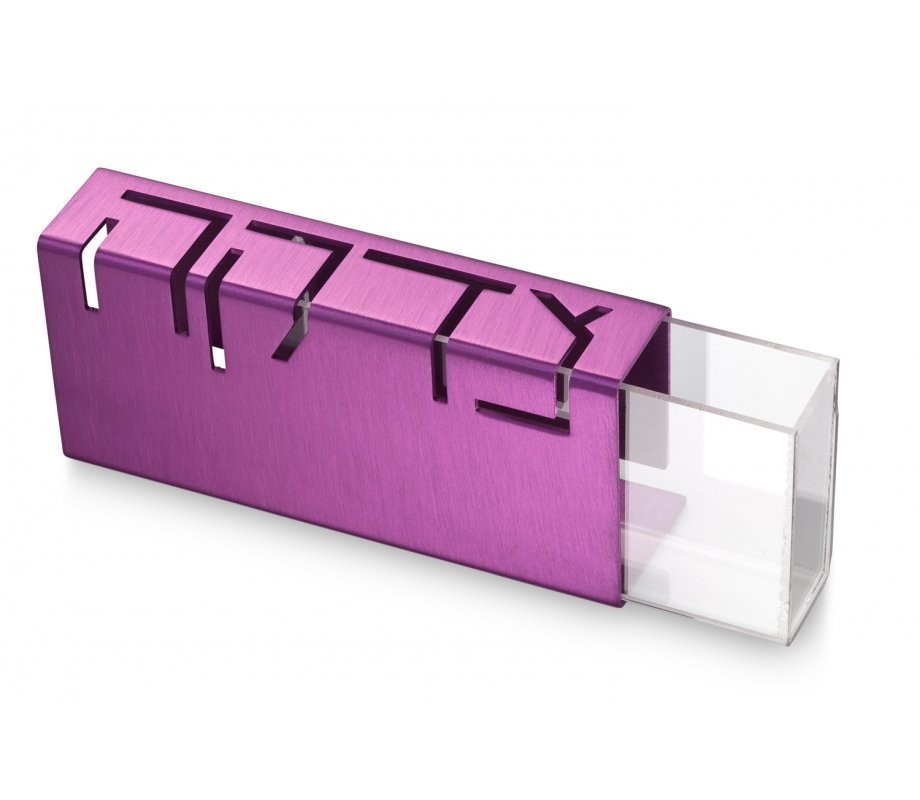 Adi Sidler Contemporary Anodized Aluminum Charity Tzedakah Box - Purple