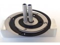 Adi Sidler Double Spiral Chanukah Dreidel, Brushed Aluminum - Black and Silver