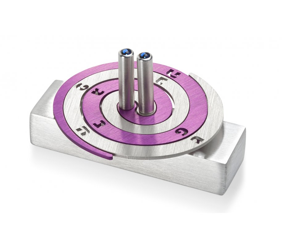 Adi Sidler Double Spiral Chanukah Dreidel Brushed Aluminum - Purple and Silver