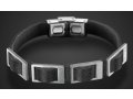 Adi Sidler Man's Black Leather Bracelet with Stainless Steel Open Buckle Design