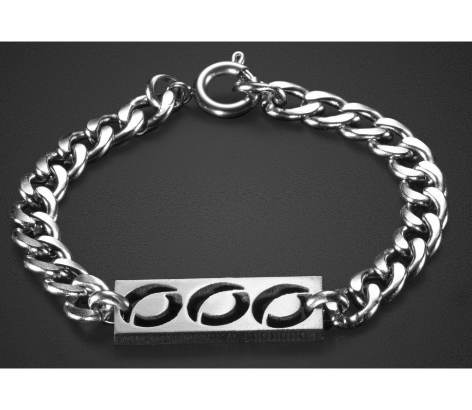 Adi Sidler, Man's Chain Stainless Steel Bracelet with Three Decorative Open Circles