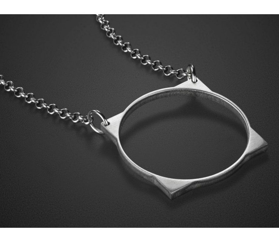 Adi Sidler Man's Pendant Necklace, Geometric Collection - Circle in Square