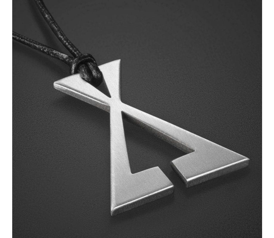 Adi Sidler, Mans Pendant Necklace Geometric Collection Letter X and Black Cord