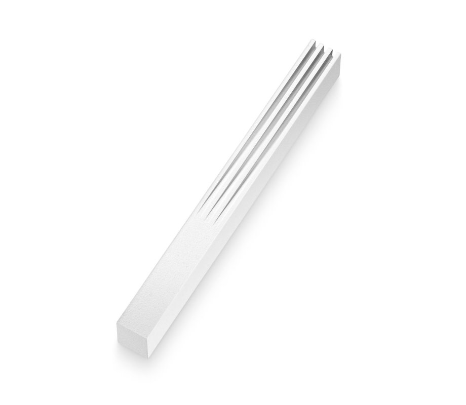 Adi Sidler Mezuzah Case, Brushed Aluminum with Stylized Shin Grooves – White