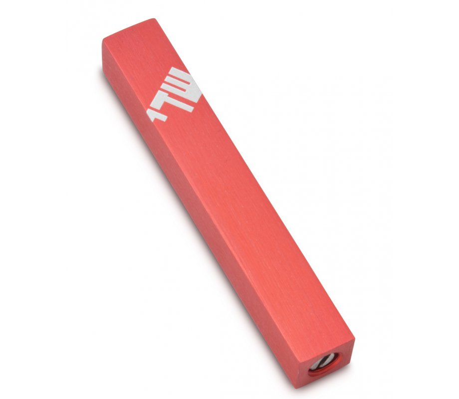 Adi Sidler Mini Mezuzah Case, Three Lettered Hebrew Divine Name - Red