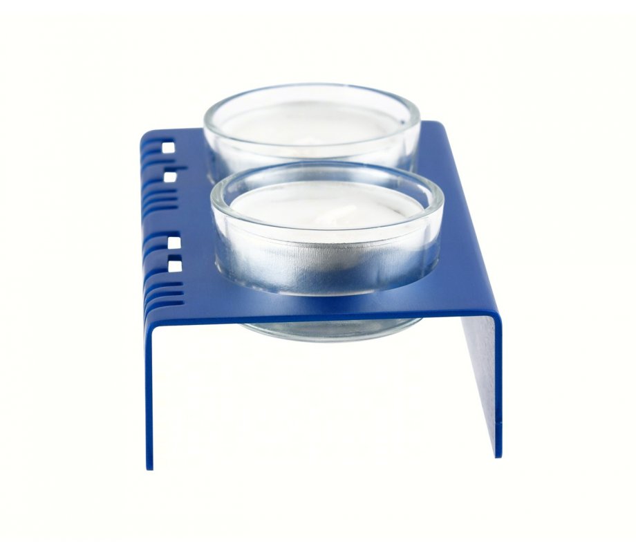 Adi Sidler Shabbat Shalom Candlesticks, Table Design - Blue