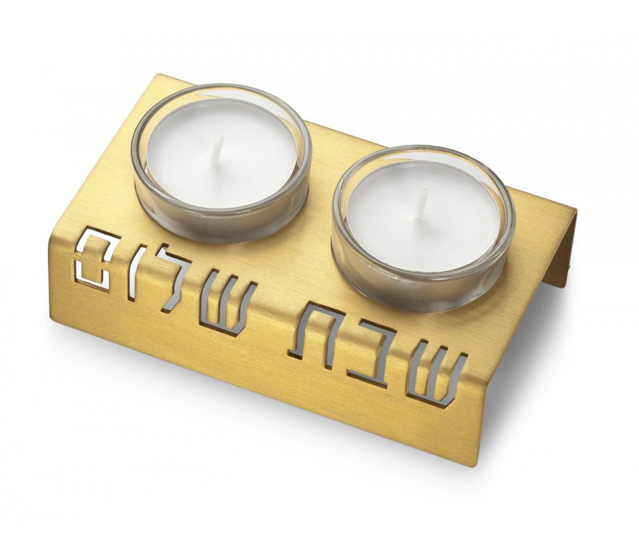 Adi Sidler Shabbat Shalom Candlesticks, Table Design - Gold