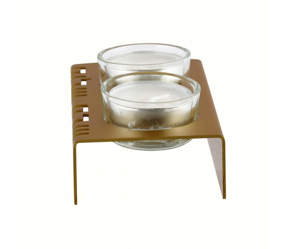 Adi Sidler Shabbat Shalom Candlesticks, Table Design - Gold