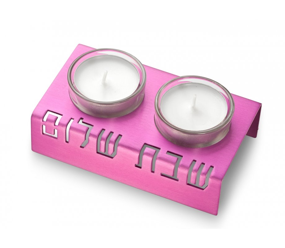 Adi Sidler Shabbat Shalom Candlesticks, Table Design - Pink