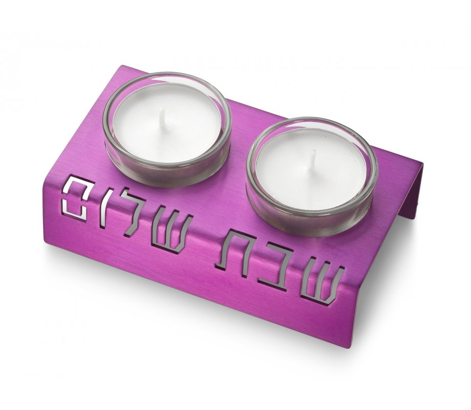 Adi Sidler Shabbat Shalom Candlesticks, Table Design - Purple