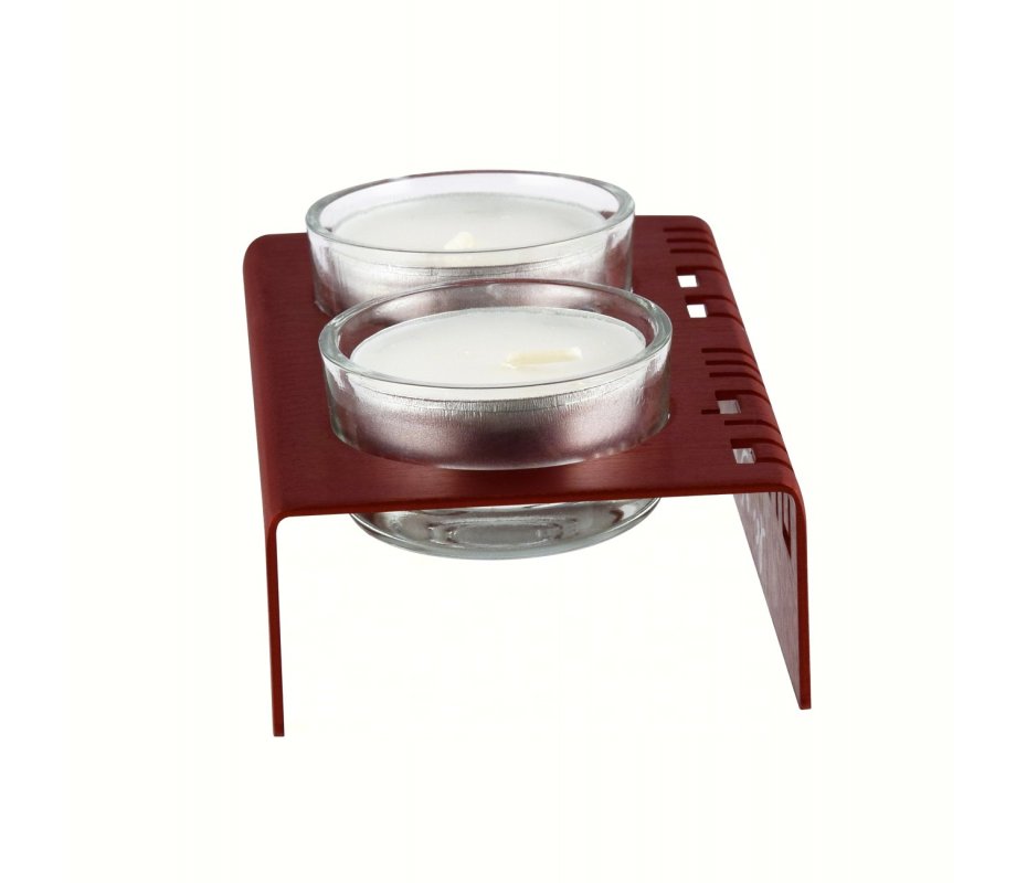 Adi Sidler Shabbat Shalom Candlesticks, Table Design - Red