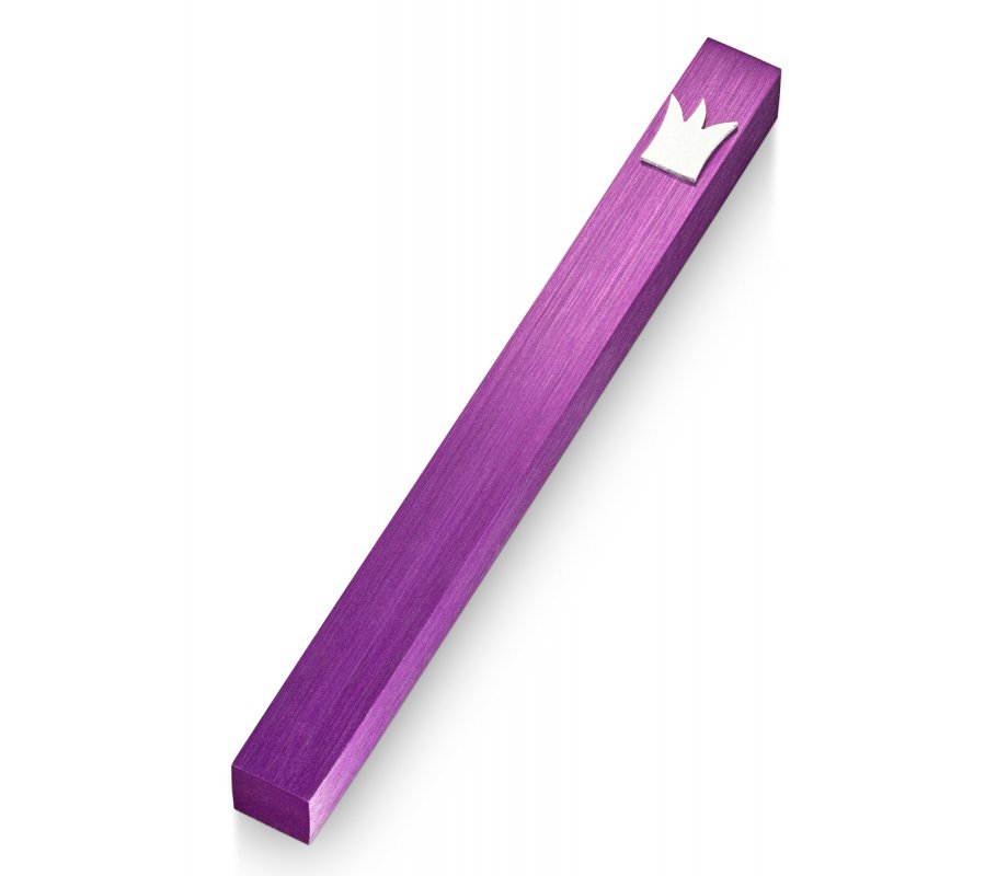 Adi Sidler Silver Crown Smooth Mezuzah Case - Purple