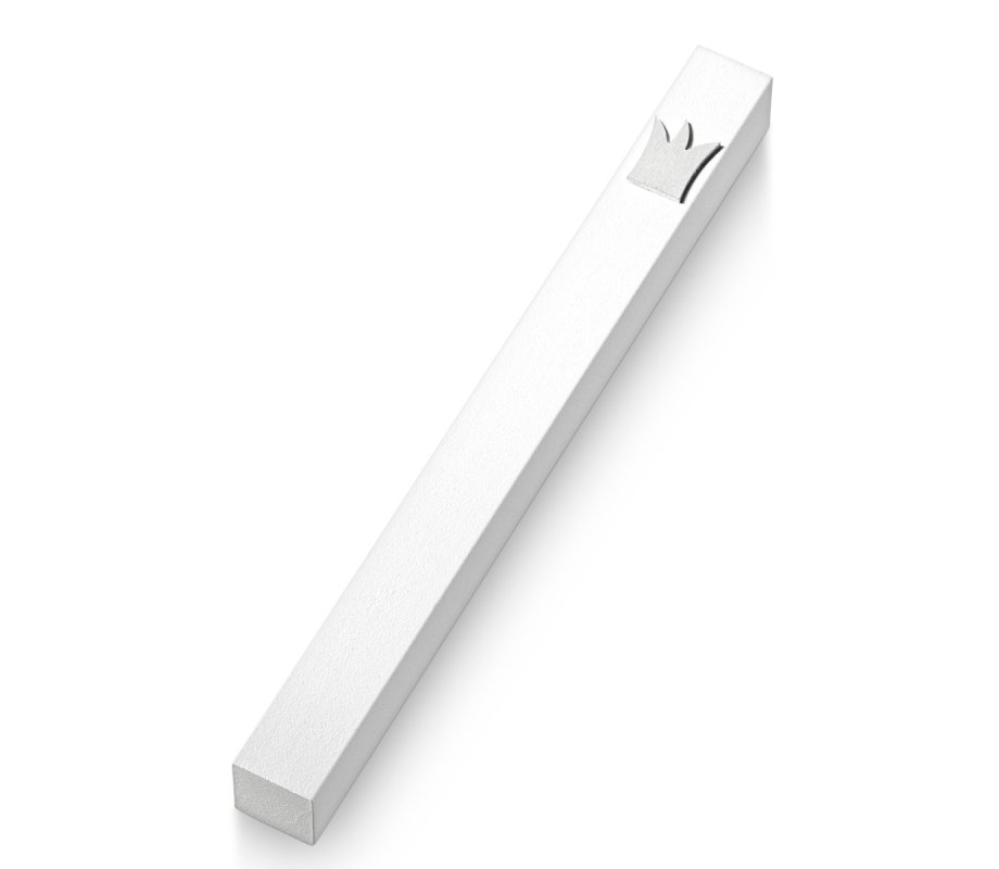 Adi Sidler Silver Crown Smooth Mezuzah Case - White