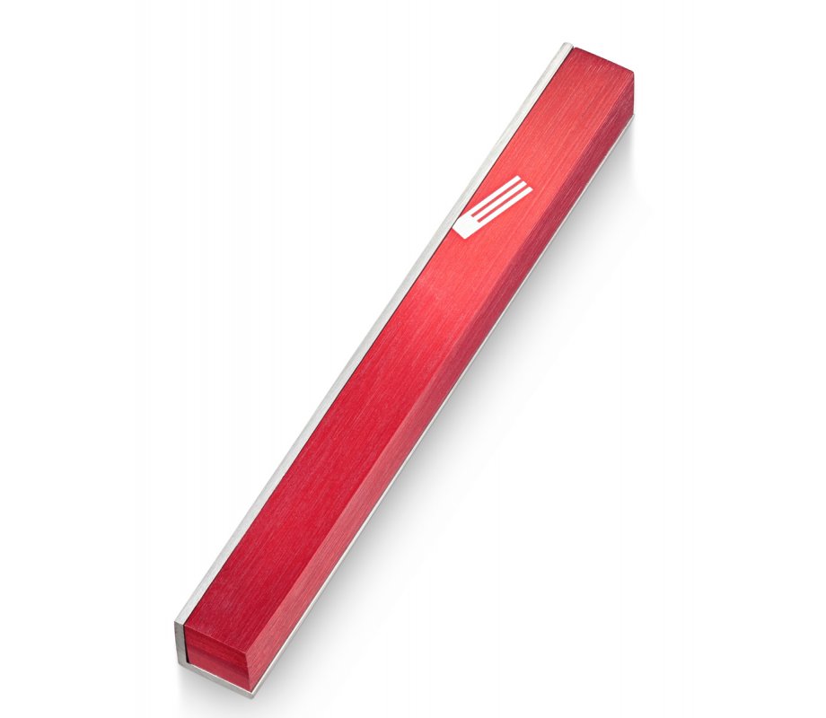 Adi Sidler Slanted Shin Letter on Edge of Mezuzah Case - Maroon