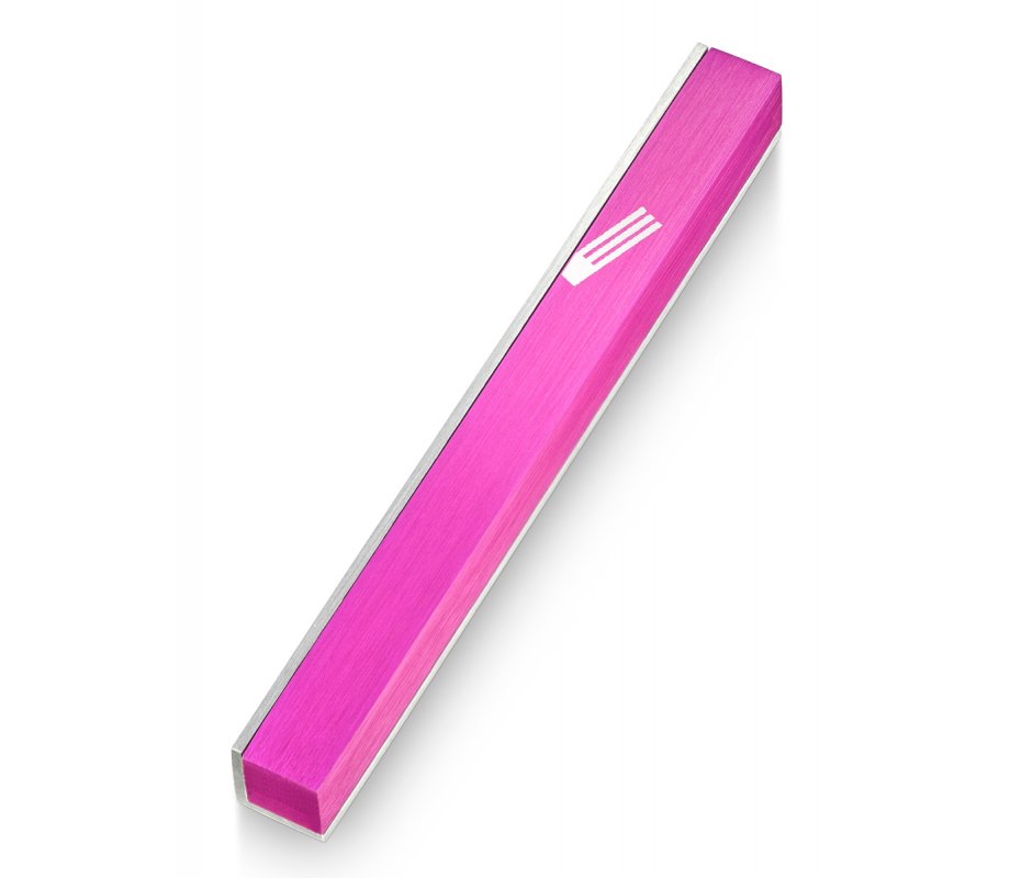 Adi Sidler Slanted Shin Letter on Edge of Mezuzah Case - Pink