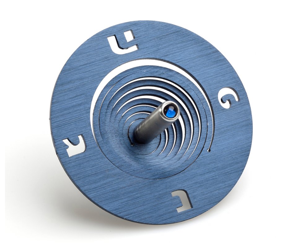 Adi Sidler Spiral Coil Chanukah Dreidel Brushed Aluminum - Blue