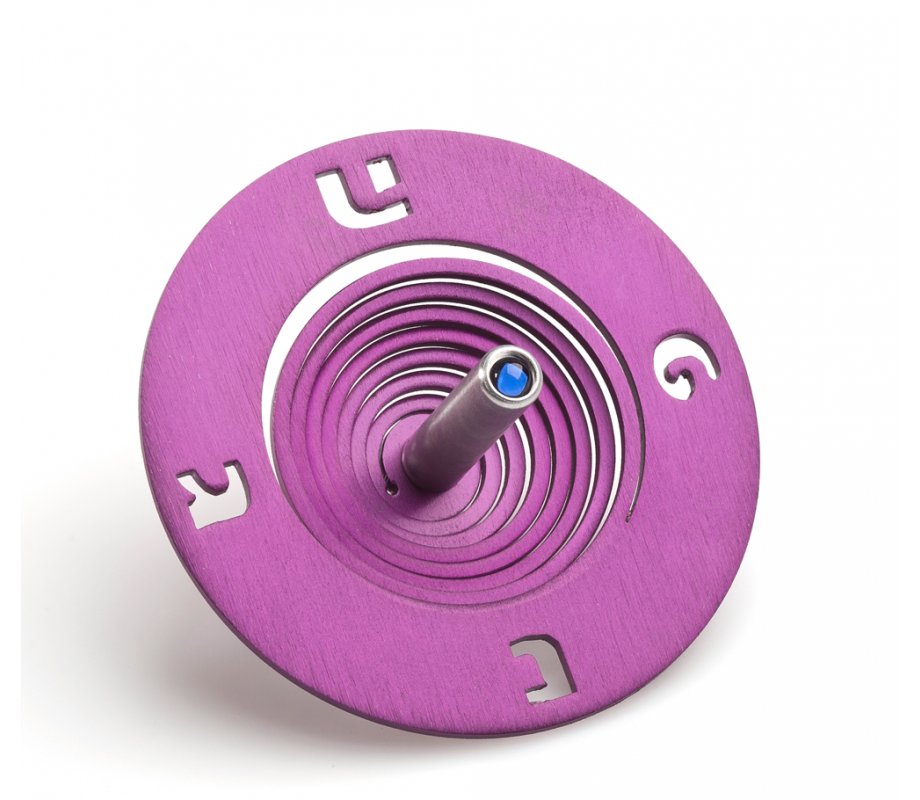 Adi Sidler Spiral Coil Chanukah Dreidel Brushed Aluminum - Purple