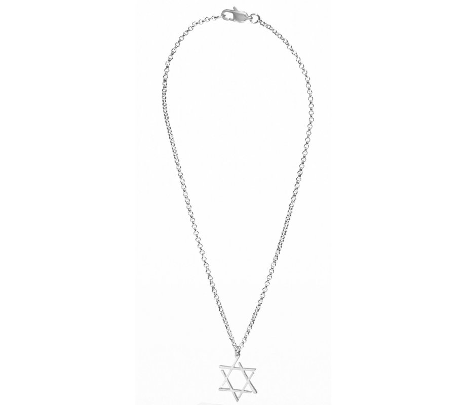 Adi Sidler Stainless Steel Necklace, Star of David with Contemporary Touch
