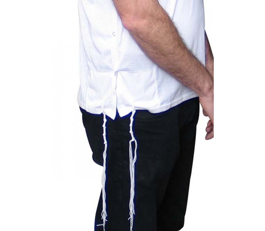 Adult White T-Shirt with Tzitzit