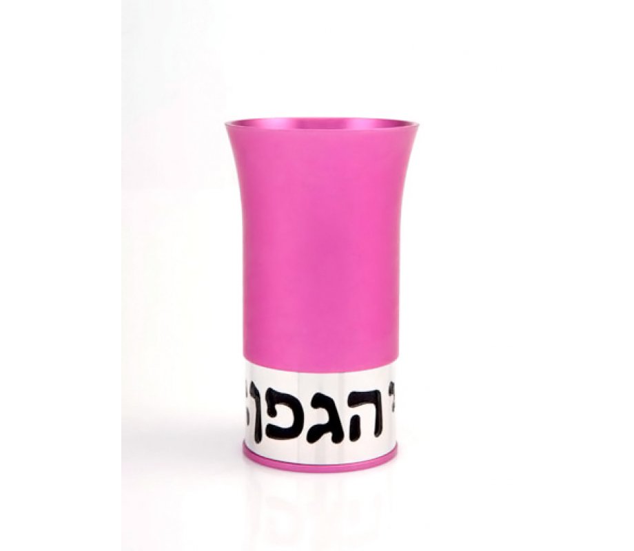 Agayof Aluminum Havdalah Set Modern Design - Bright Pink
