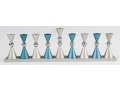 Agayof Anodized Aluminium Hourglass Hanukkah Menorah - Choice of Colors