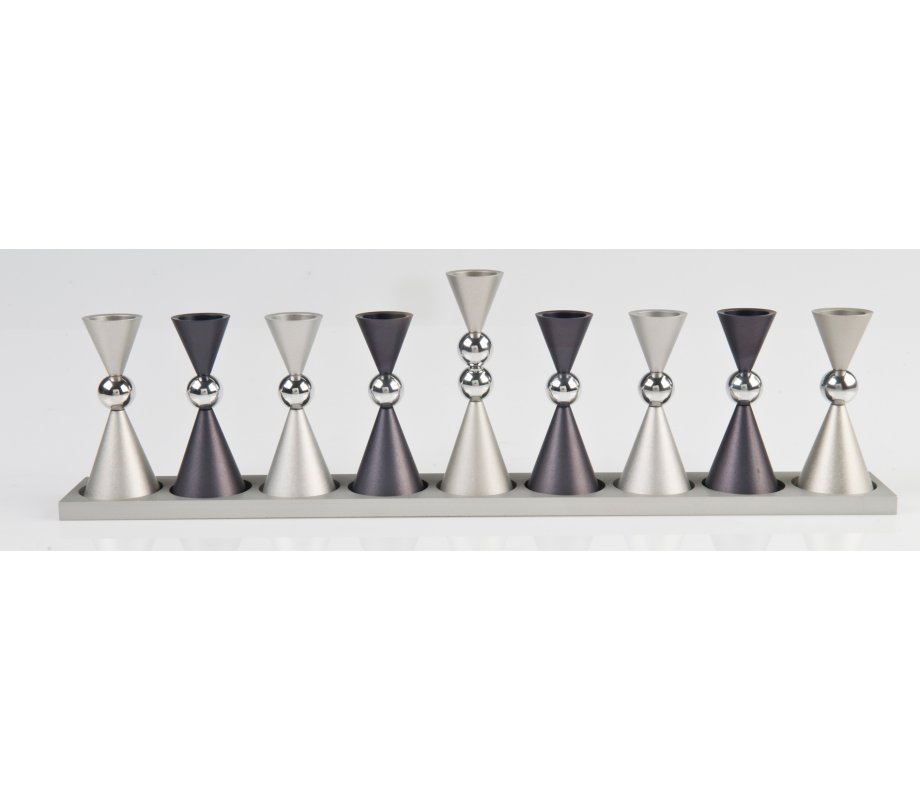 Agayof Anodized Aluminium Hourglass Hanukkah Menorah - Choice of Colors